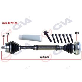 Gva 4475120 633 mm 45 Diş Passat 1.8T Sağ Komple Aks