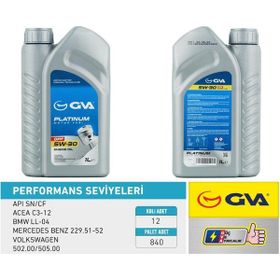 Gva Platinum API SN/CF 5W30 DPF Partiküllü Tam Sentetik 1 lt Motor Yağı