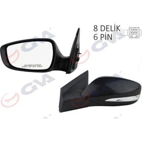 Gva VM - 6451NEHL Blue 12 Elektrikli Isıtmalı Sinyalli Siyah Kapak Düz Cam 6 Fiş Sol Dış Dikiz Aynası