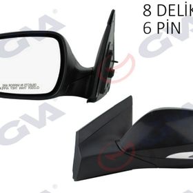 Gva VM - 6451NEHL Blue 12 Elektrikli Isıtmalı Sinyalli Siyah Kapak Düz Cam 6 Fiş Sol Dış Dikiz Aynası