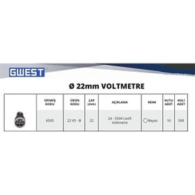 Gwest 22 VS-B 24-450V Beyaz AD-116 Serisi Voltmetre