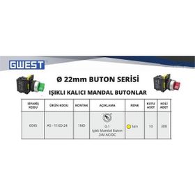 Gwest A5-11XD-24 1NO Led Işıklı Kalıcı Mandal Buton