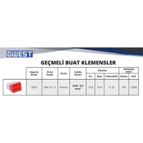 Gwest GW 2,5-6 Kırmızı Geçmeli Buat Klemens
