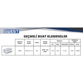 Gwest GW 2,5-8 Gri Geçmeli Buat Klemens