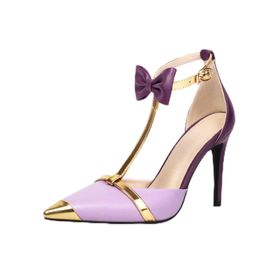 Gzhmman High Heels Sivri Burun Papyon Purple Yüksek Topuklu Kadın Sandalet