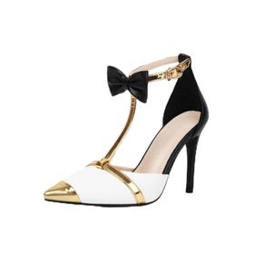 Gzhmman High Heels Sivri Burun Papyon White Yüksek Topuklu Kadın Sandalet
