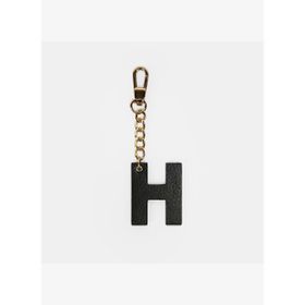 H Harfi Siyah Hakiki Deri Anahtarlık Charm