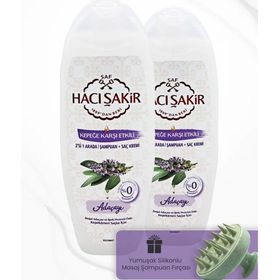 Hacı Şakir 2x500 ml Adaçayı 2si 1 Arada Şampuan ve Yeşil Şampuan Fırçası