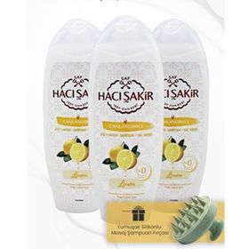 Hacı Şakir 3x500 ml Limon 2si 1 Arada Şampuan ve Yeşil Şampuan Fırçası