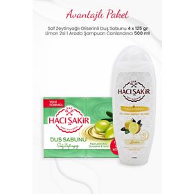 Hacı Şakir 4'lü Saf Zeytinyağlı Duş Sabunu ve 500 ml Limon 2si 1 Arada Şampuan