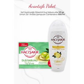 Hacı Şakir 4'lü Saf Zeytinyağlı Duş Sabunu ve 500 ml Limon 2si 1 Arada Şampuan