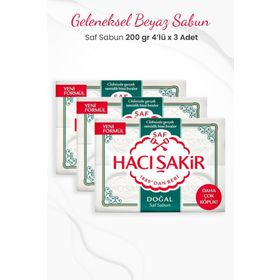Hacı Şakir 4x200 gr 3 Adet Doğal Saf Geleneksel Beyaz Sabun