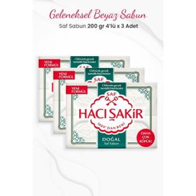 Hacı Şakir 4x200 gr 3 Adet Doğal Saf Geleneksel Beyaz Sabun