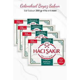 Hacı Şakir 4x200 gr 4 Adet Doğal Saf Geleneksel Beyaz Sabun