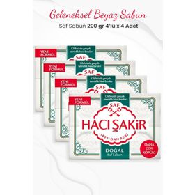 Hacı Şakir 4x200 gr 4 Adet Doğal Saf Geleneksel Beyaz Sabun