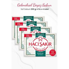 Hacı Şakir 4x200 gr 4 Adet Doğal Saf Geleneksel Beyaz Sabun