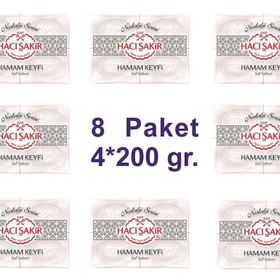 Hacı Şakir 4x200 gr 8 Adet Hamam Keyfi Saf Sabun