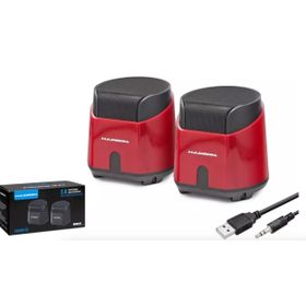 Hadron HD6024R 1+1 Kanal 2x3W Çıkışlı 3.5 mm AUX Ses+USB Güç Beslemeli Kırmızı Bilgisayar Hoparlörü