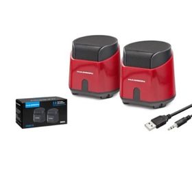 Hadron HD6024R 1+1 Kanal 2x3W Çıkışlı 3.5 mm AUX Ses+USB Güç Beslemeli Kırmızı Bilgisayar Hoparlörü