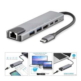 Hadron HDX-7791 Type-C to USB HDTV LAN 6 in 1 Çevirici Adaptör
