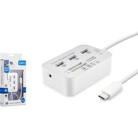Hadron HDX7029 Type-C 3.1 3XUSB 3.0 HUB+MS/SD/M2/TF Kart Okuyuculu Beyaz Type Çoklayıcı