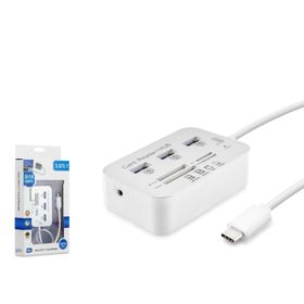 Hadron HDX7029 Type-C 3.1 3XUSB 3.0 HUB+MS/SD/M2/TF Kart Okuyuculu Beyaz Type Çoklayıcı