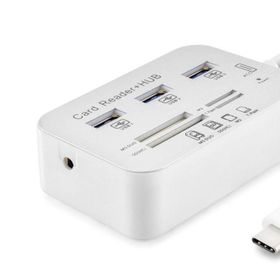 Hadron HDX7029 Type-C 3.1 3XUSB 3.0 HUB+MS/SD/M2/TF Kart Okuyuculu Beyaz Type Çoklayıcı