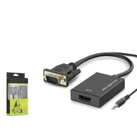 Hadron HDX7794 VGA E HDMI D 3.5 mm AUX Sesli USB Güç Beslemeli Siyah Dönüştürücü Adaptör