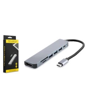 Hadron HDX7835 Type-C 3XUSB 3.0+Type-C PD+HDMI 4K 30Hz+Kart Okuyucu 7 in 1 Gri Dönüştürücü Adaptör