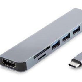 Hadron HDX7835 Type-C 3XUSB 3.0+Type-C PD+HDMI 4K 30Hz+Kart Okuyucu 7 in 1 Gri Dönüştürücü Adaptör