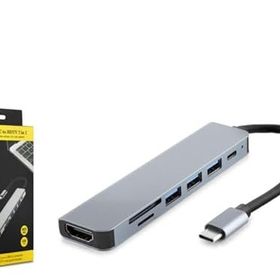 Hadron HDX7835 Type-C 3XUSB 3.0+Type-C PD+HDMI 4K 30Hz+Kart Okuyucu 7 in 1 Gri Dönüştürücü Adaptör