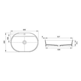 Hafele Bonita OB 600x450 mm Mat Vizon Banyo Lavabosu