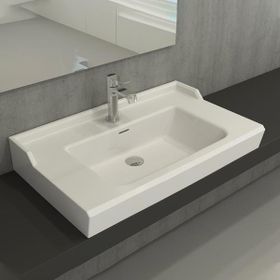 Hafele Estella 80 450 mm Parlak Beyaz Banyo Lavabosu