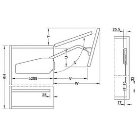 Hafele Free Fold Gri 77-84 cm 4.9-9.8 kg Kalkar Katlanır Makas Seti