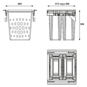 Hafele Laundry Beyaz 600 mm Çamaşır Sepeti