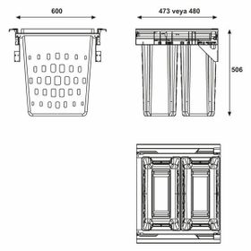 Hafele Laundry Beyaz 600 mm Çamaşır Sepeti