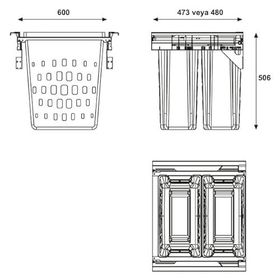 Hafele Laundry Beyaz 600 mm Çamaşır Sepeti