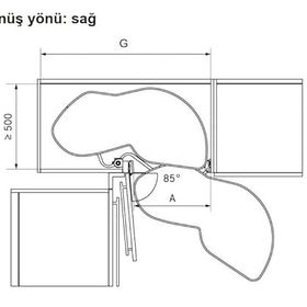 Hafele Lemans II Arena Style Sağ Parlak Krom 50 cm Sepet