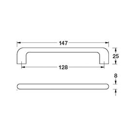 Hafele Molle 128 mm Parlak Krom Kulp