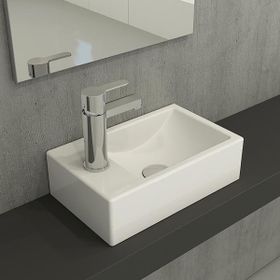 Hafele Molly II 370x220 mm Sol Parlak Beyaz Banyo Lavabosu