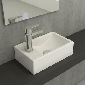 Hafele Molly II 370x220 mm Sol Parlak Beyaz Banyo Lavabosu
