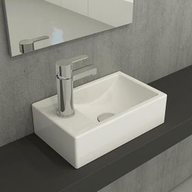 Hafele Molly II 370x220 mm Sol Parlak Beyaz Banyo Lavabosu