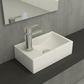 Hafele Molly II 370x220 mm Sol Parlak Beyaz Banyo Lavabosu