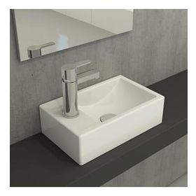 Hafele Molly II 370x220 mm Sol Parlak Beyaz Banyo Lavabosu