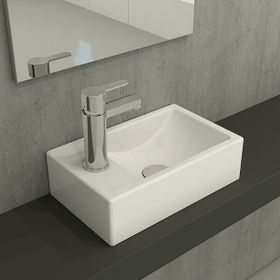 Hafele Molly II 370x220 mm Sol Parlak Beyaz Banyo Lavabosu