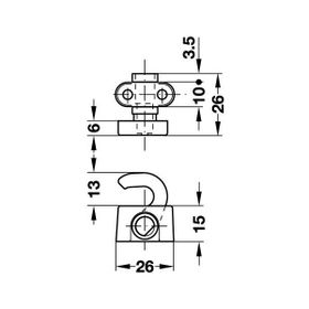 Hafele Symo 3000 Vidalı 6/8 mm Çift Kanca
