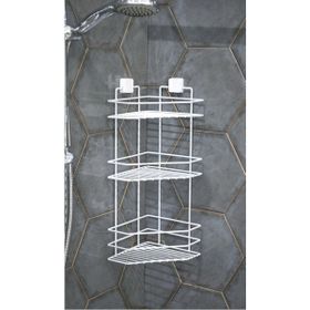 Hagen Beyaz Paslanmaz Yapışkanlı Üç Katlı Banyo Köşeliği