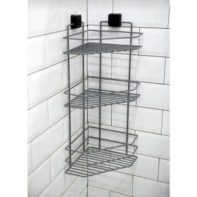 Hagen Gri Paslanmaz Yapışkanlı Üç Katlı Banyo Köşeliği