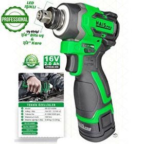 Haispro RB-SD1608W 180 Nm Tork 2x2 Ah Akülü Somun Sıkma Vidalama