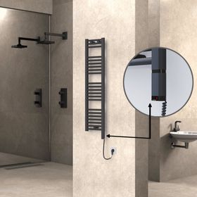 Haiti 300x1200 Düz Antrasit Texture KTX3 Termostat 300 watt Elektrikli Havlupan